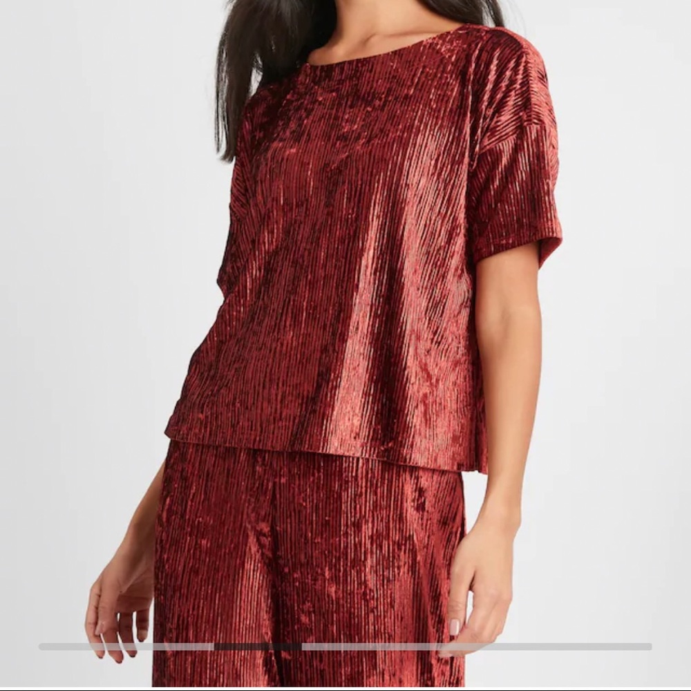 Wide leg crinkle velvet pant and top